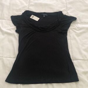 NWT Banana Republic black dressy top with lace cowl neckline flowy sleeves small